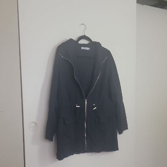 Women's Black Hooded Jacket - Picture 1 of 4